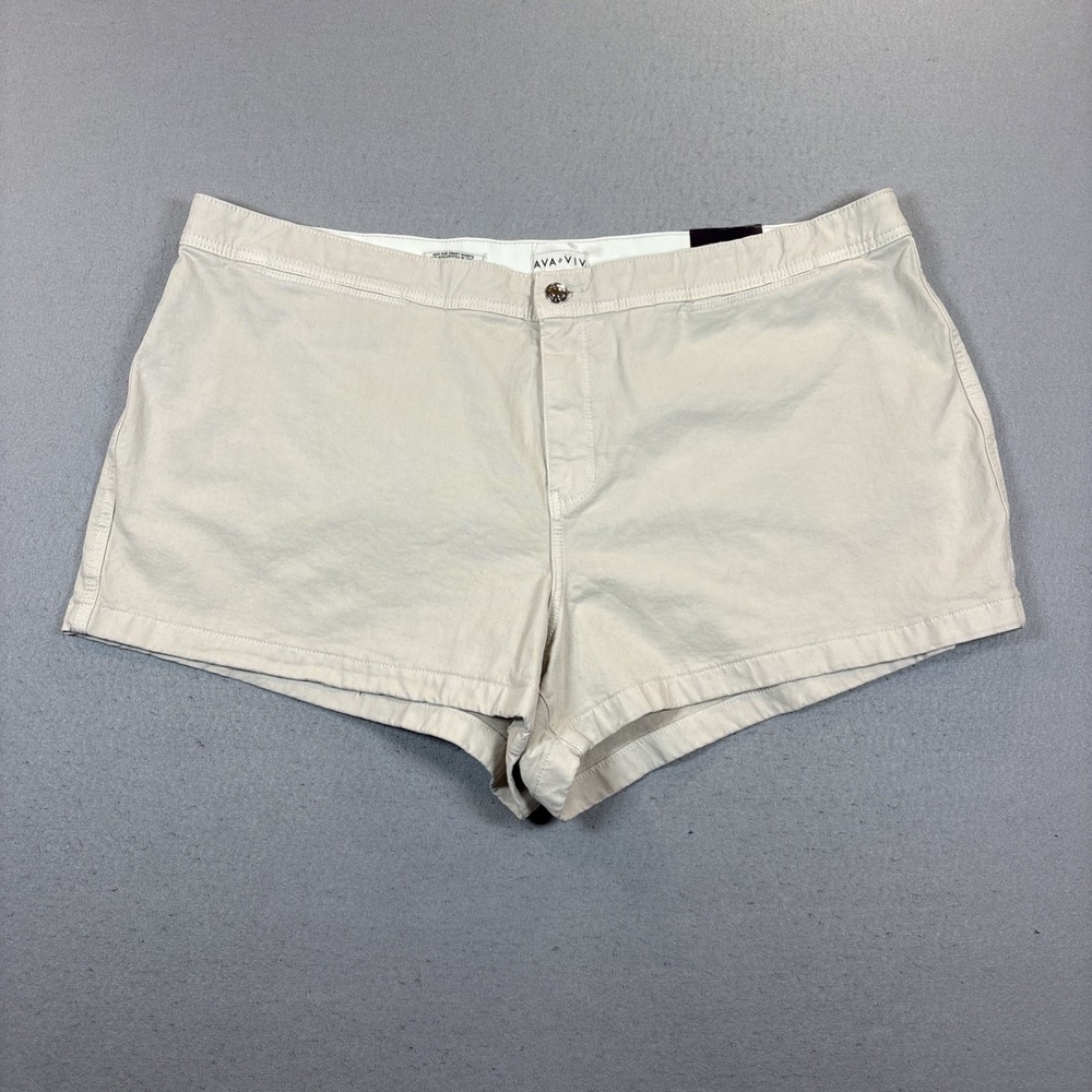 AVA & LIV Women MIdi Short High Rise Relaxed Fit Shorts 26R Beige‎ Denim NWT